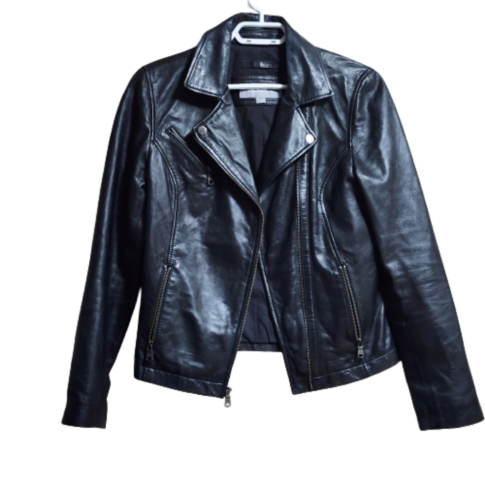 MARC New York Andrew Marc  biker soft leather jacket color black size medium